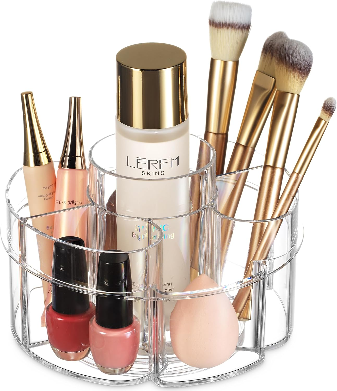 Small Rotating Makeup Organizer - Mini yet Spacious Cosmetic Storage Solution wi