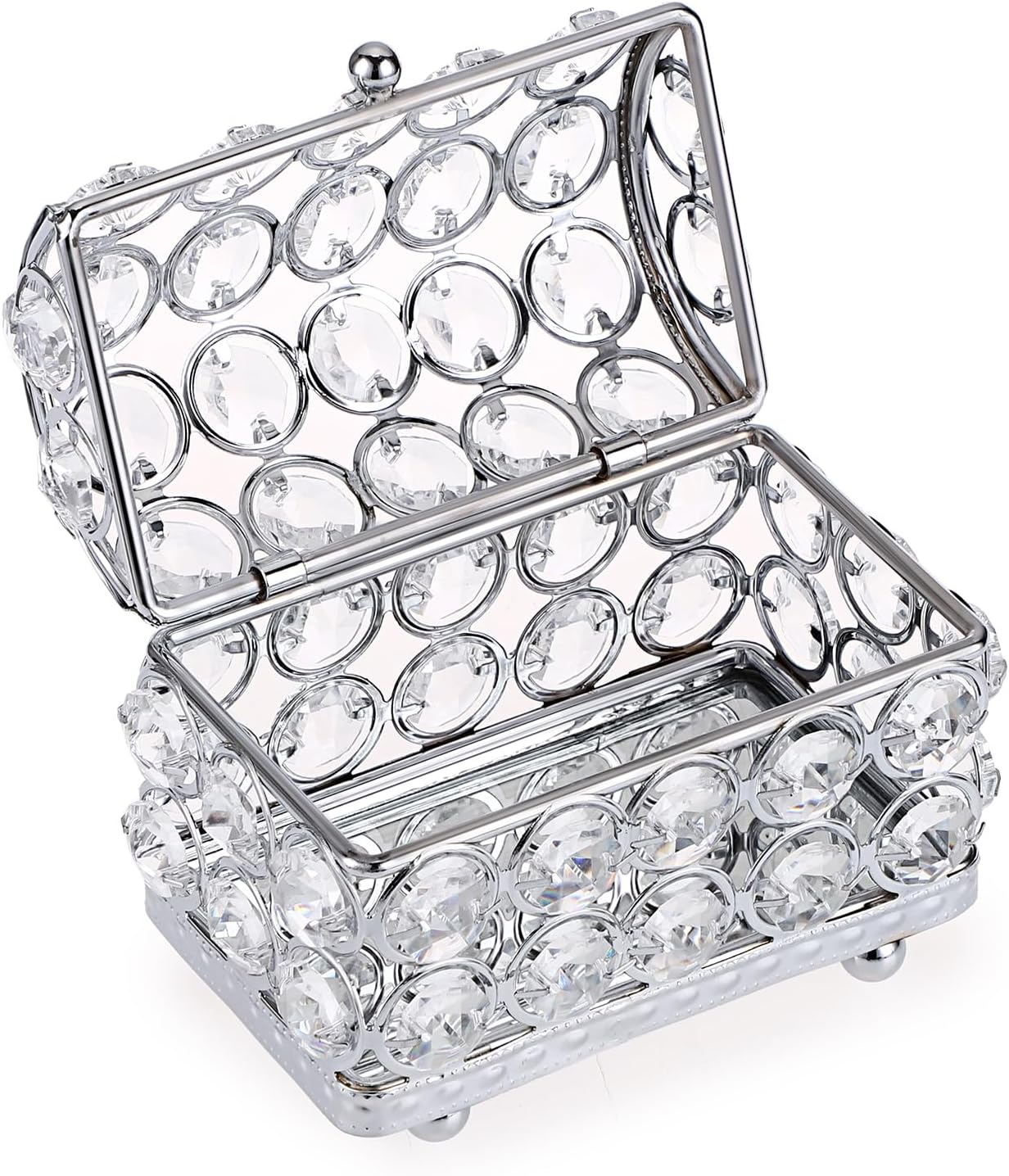 Small Crystal Jewelry Box with Mirrored Base – Sparkling Trinket Organizer Gift