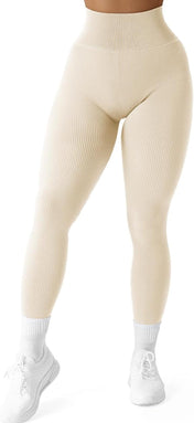 SUUKSESS Women Ribbed Seamless Leggings High Waisted Workout Gym Yoga Pants