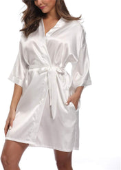 Women'S Satin Kimono Robes Bridesmaid Wedding Robes Silky Bathrobes Summer Loungewear