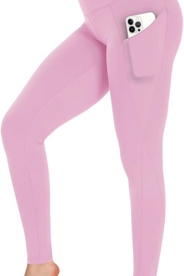 High waist yoga pants with pockets – tummy control compression leggings for women
