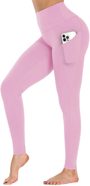 High waist yoga pants with pockets – tummy control compression leggings for women