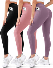 3-pack high waisted leggings for women – butt lift tummy control yoga pants non see-through workout leggings