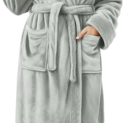 Plush fleece women’s bath robe ideal for lounging and post shower wear