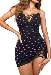 Avidlove Women Sexy Nightgown Lace Babydoll Chemises V-Neck Modal Sleepwear Full Slip Side Slit Sleep Dress XS-XXL