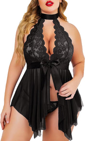 Avidlove plus Size Babydoll for Women High Waist Teddy Chemise Floral Lace Lingerie