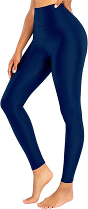 High waisted shiny yoga pants for women – tummy control stretchy workout leggings