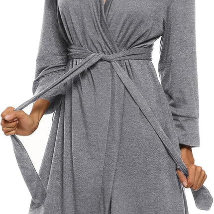 Hotouch Womens Knee Length Lightweight 3/4 Sleeves Cotton Bath Robe