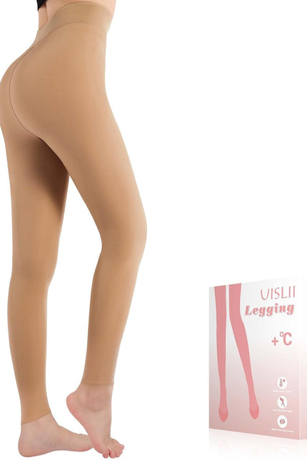 Fleece Lined Tights Women, Warm Pantyhose Leggings Women,Fake Translucent Thermal Skin Colored Tights for Winter