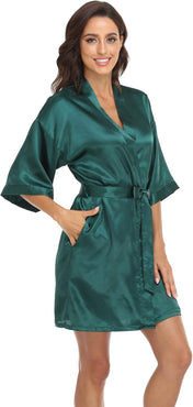 Women'S Satin Kimono Robes Bridesmaid Wedding Robes Silky Bathrobes Summer Loungewear