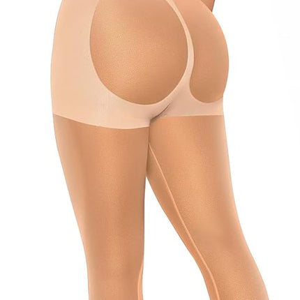 Full body shapewear bodysuit with tummy control and sheer footless compression tights