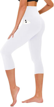TNNZEET Capri Leggings for Women - Tummy Control Black Leggings with Pockets High Waisted Yoga Pants Workout Cycling Leggings