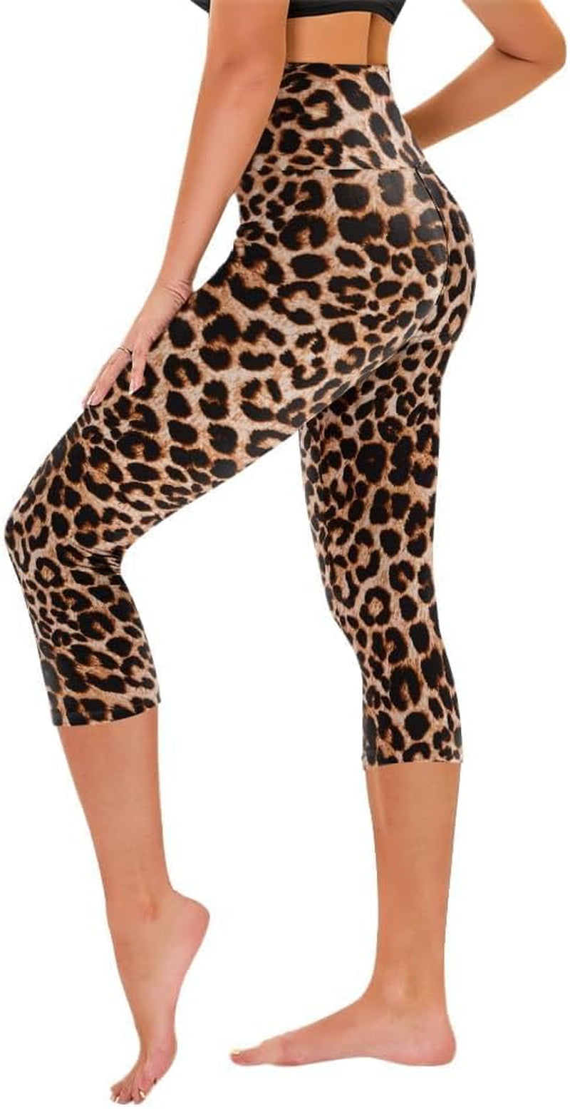 TNNZEET Capri Leggings for Women - Tummy Control Black Leggings with Pockets High Waisted Yoga Pants Workout Cycling Leggings