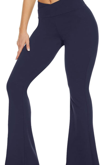 TNNZEET Black Flare Leggings for Women, Crossover Yoga Pants with Pockets Bootcut Flared Leggings