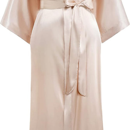 PRODESIGN Satin Kimono Robe Women Long Silky Kimono Bathrobe Sleepwear Wedding Bridesmaid Robe