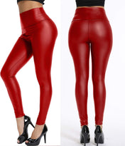 KIWI RATA Faux Leather Leggings for Women Stretchy Pleather Pants Shiny Sexy Tights
