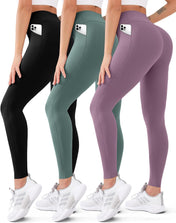 3 Pack High Waisted Leggings for Women Butt Lift Tummy Control Yoga Pants Non See-Through Workout Running Pants…