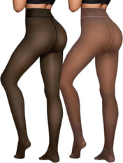 Fleece Lined Tights Sheer Women - Fake Translucent Warm Pantyhose Leggings Sheer Thick Tights for Winter