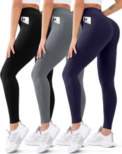 3 Pack High Waisted Leggings for Women Butt Lift Tummy Control Yoga Pants Non See-Through Workout Running Pants…