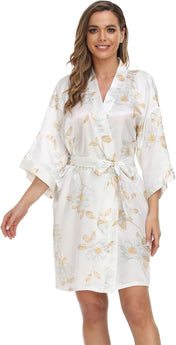 Women'S Satin Kimono Robes Bridesmaid Wedding Robes Silky Bathrobes Summer Loungewear