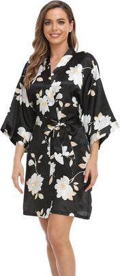 Women'S Satin Kimono Robes Bridesmaid Wedding Robes Silky Bathrobes Summer Loungewear