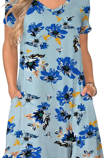 Women'S Casual T Shirt Dress Summer Short Sleeve Swing Dresses with Pockets