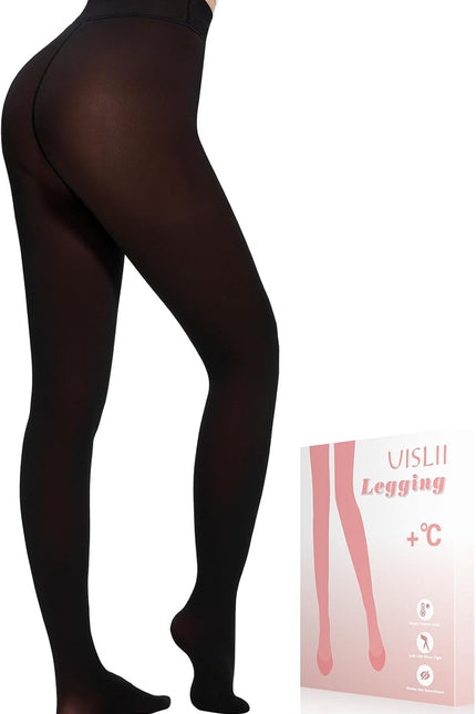 Fleece Lined Tights Women, Warm Pantyhose Leggings Women,Fake Translucent Thermal Skin Colored Tights for Winter