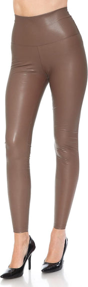 Leggings Depot Women'S High Waist Faux Leather Leggings Tights Pleather Pants