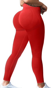 Butt lifting seamless leggings for women – high waisted ribbed yoga pants with scrunch booty design