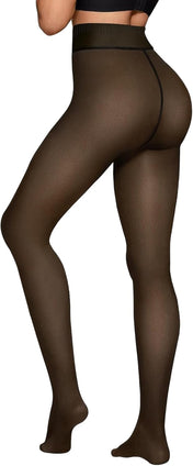 Fleece Lined Tights Sheer Women - Fake Translucent Warm Pantyhose Leggings Sheer Thick Tights for Winter