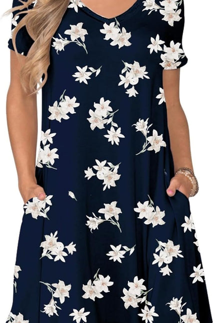 Women'S Casual T Shirt Dress Summer Short Sleeve Swing Dresses with Pockets