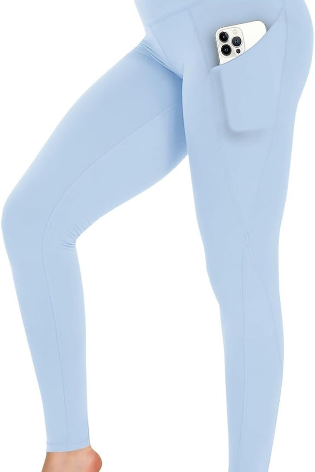 High waist yoga pants with pockets – tummy control compression leggings for women