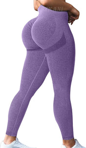 Butt lifting seamless leggings for women – high waisted ribbed yoga pants with scrunch booty design