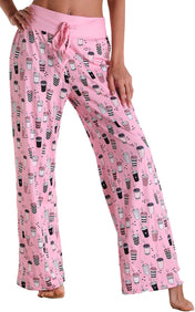 X-Image Women'S Comfy Pajamas Drawstring Stretch Floral Print Long Wide Leg Lounge Pants