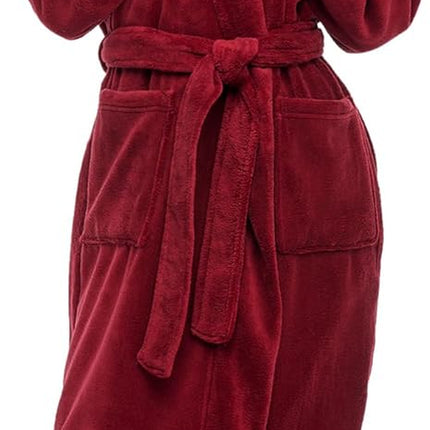 Alexander Del Rossa Plush Fleece Robe for Women, Long Hooded Bathrobe with Hood, plus Size