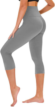 TNNZEET Capri Leggings for Women - Tummy Control Black Leggings with Pockets High Waisted Yoga Pants Workout Cycling Leggings