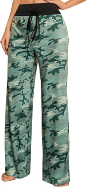 X-Image Women'S Comfy Pajamas Drawstring Stretch Floral Print Long Wide Leg Lounge Pants