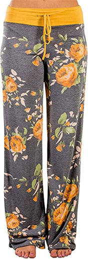 X-Image Women'S Comfy Pajamas Drawstring Stretch Floral Print Long Wide Leg Lounge Pants