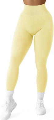 SUUKSESS Women Ribbed Seamless Leggings High Waisted Workout Gym Yoga Pants