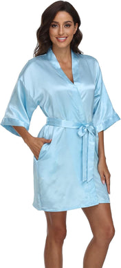 Women'S Satin Kimono Robes Bridesmaid Wedding Robes Silky Bathrobes Summer Loungewear