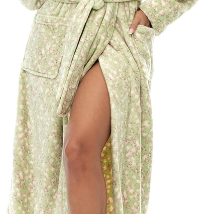 Alexander Del Rossa Plush Fleece Robe for Women, Long Hooded Bathrobe with Hood, plus Size