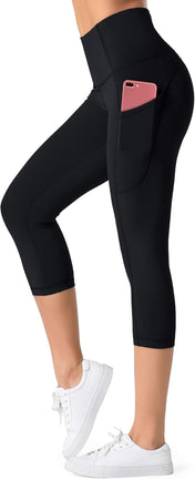 High waist yoga leggings with 3 pockets – tummy control 4-way stretch workout pants for women