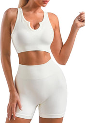 Women’S Yoga Outfits 2 Piece Set Workout Tracksuits Sports Bra High Waist Legging Active Wear Athletic Clothing Set