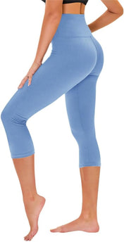 TNNZEET Capri Leggings for Women - Tummy Control Black Leggings with Pockets High Waisted Yoga Pants Workout Cycling Leggings