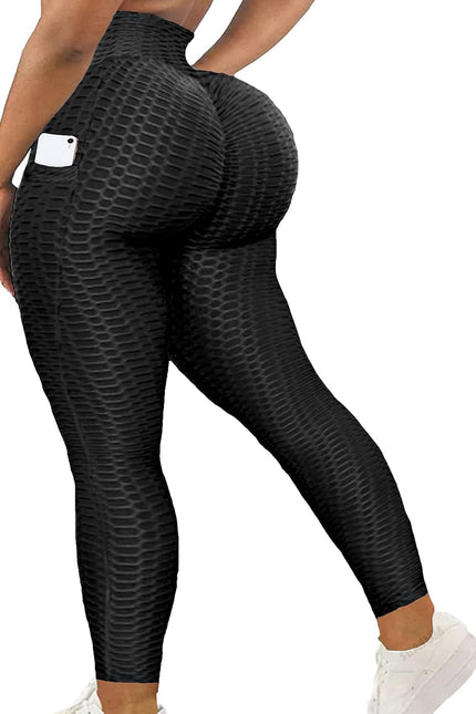 SEASUM Women High Waisted Workout Yoga Pants Butt Lifting Scrunch Booty Leggings Tummy Control anti Cellulite Textured Tights