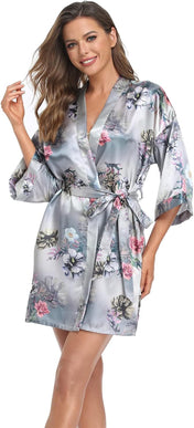 Women'S Satin Kimono Robes Bridesmaid Wedding Robes Silky Bathrobes Summer Loungewear