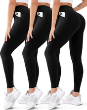 3 Pack High Waisted Leggings for Women Butt Lift Tummy Control Yoga Pants Non See-Through Workout Running Pants…