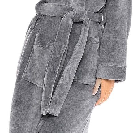 Alexander Del Rossa Plush Fleece Robe for Women, Long Hooded Bathrobe with Hood, plus Size
