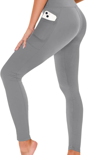 High Waisted Leggings for Women - No See through Tummy Control Cycling Workout Yoga Pants with Pockets Reg & Plus