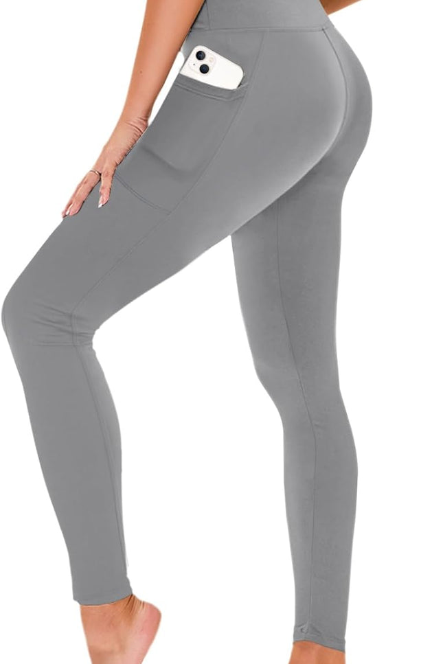 High Waisted Leggings for Women - No See through Tummy Control Cycling Workout Yoga Pants with Pockets Reg & Plus